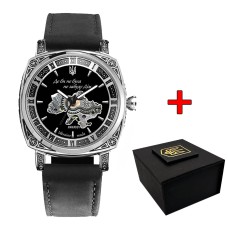 Часы наручные Awarder 021-3D Где бы ни была Silver-Black-Black Leather