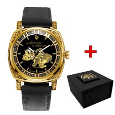 Часы наручные Awarder 021-3D Где бы ни была Gold-Black-Black Leather