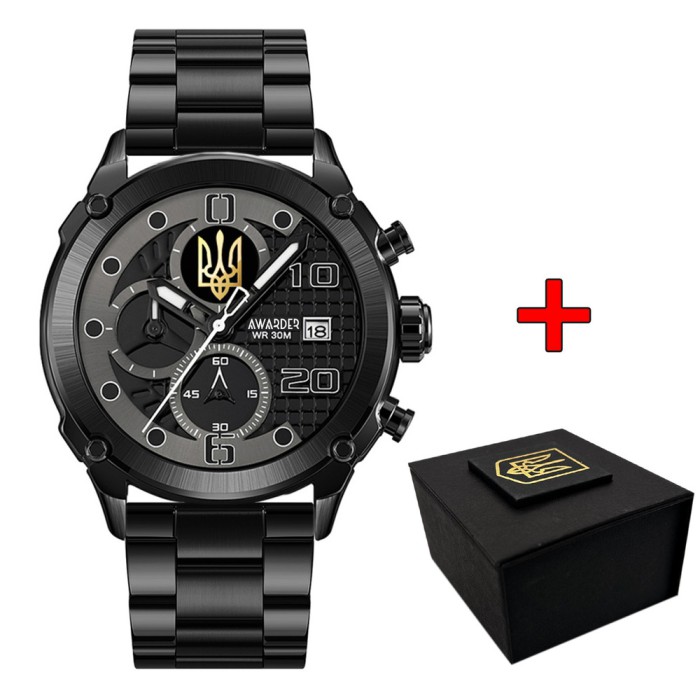 Часы наручные Awarder 016 Трезубец золото Black-Black Steel