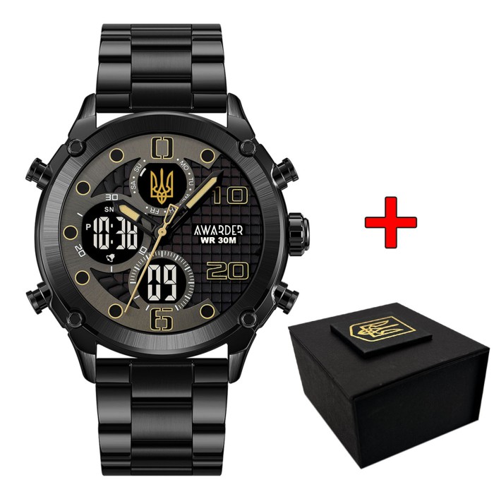 Часы наручные Awarder 017 Трезубец золото All Black Steel