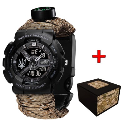 Awarder 005 Тризуб срібло Black + Паракордовий ремінець Desert Camo Awarder 005 Тризуб срібло Black + Паракордовий ремінець Desert Camo