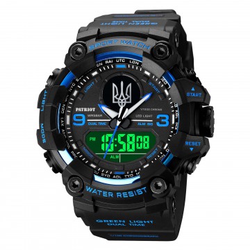 Часы наручные Patriot 001BUUASI Тризуб серебро Черные с синим + Коробка Часы наручные Patriot 001BUUASI Тризуб серебро Черные с синим + Коробка