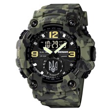 Часы наручные Patriot 004CMGRUASI Трезубец серебро Зеленый камуфляж + Коробка.