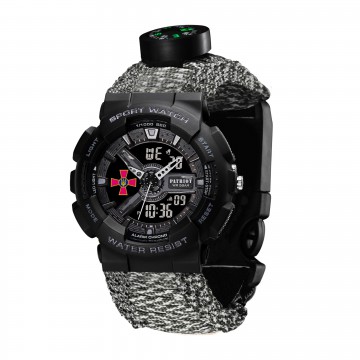 Часы наручные Patriot 005BKSU ВСУ Черные Паракордовый ремешок ACU + Коробка