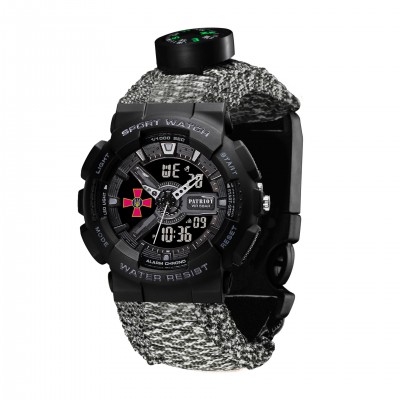 Часы наручные Patriot 005BKSU ВСУ Черные Паракордовый ремешок ACU + Коробка