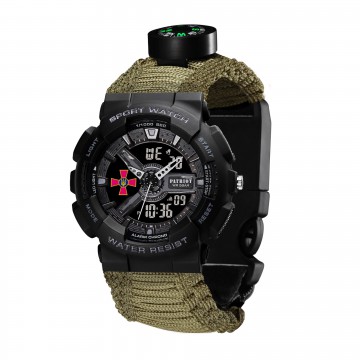Часы наручные Patriot 005BKSU ВСУ Черные Паракордовый ремешок Army Green + Коробка