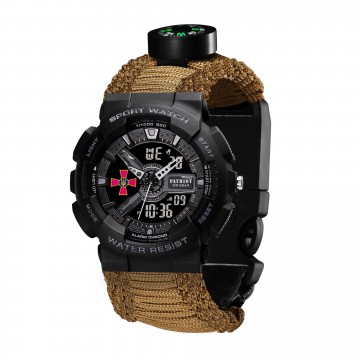 Часы наручные Patriot 005BKSU ВСУ Черные Паракордовый ремешок Khaki + Коробка