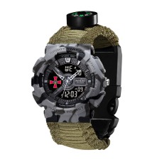 Часы наручные Patriot 005CMGYSU ВСУ Серый камуфляж Паракордовый ремешок Army Green + Коробка