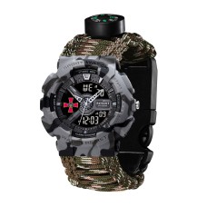 Часы наручные Patriot 005CMGYSU ВСУ Серый камуфляж Паракордовый ремешок Camo Green + Коробка.