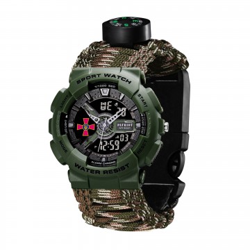 Часы наручные Patriot 005AGSU ВСУ Паракордовый ремешок Camo Green + Коробка