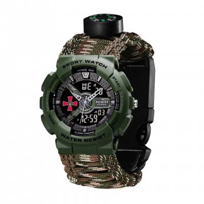 Часы наручные Patriot 005AGSU ВСУ Паракордовый ремешок Camo Green + Коробка