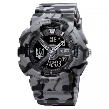 Часы наручные Patriot 005 Трезубец серебро Camo Grey + Коробка.