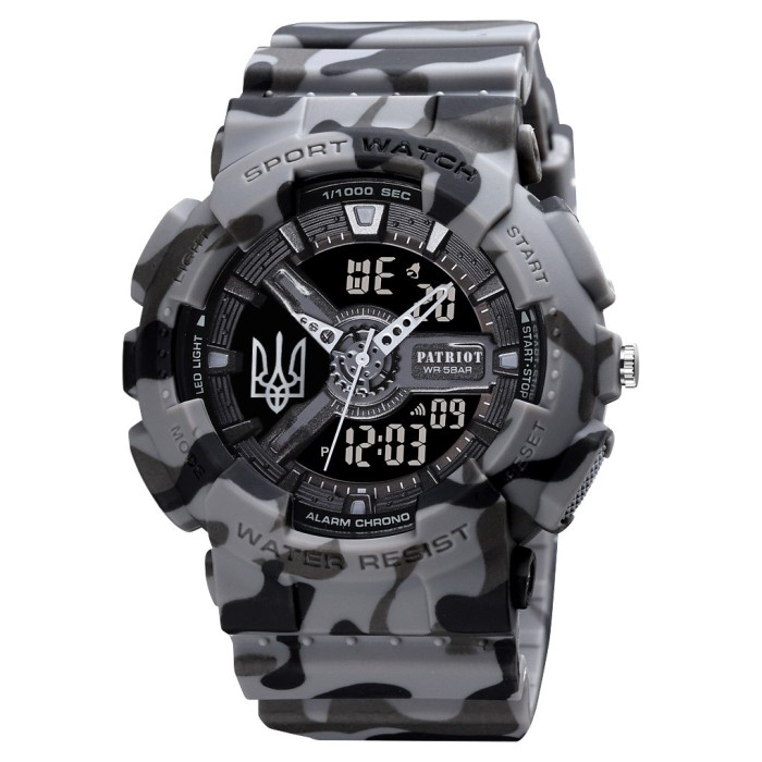 Часы наручные Patriot 005 Трезубец серебро Camo Grey + Коробка.