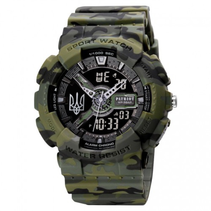 Часы наручные Patriot 005 Трезубец серебро Camo Green + Коробка.