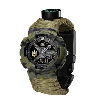 Часы наручные Patriot 005 Трезубец золото Camo Green Паракордовый ремешок Army Green + Коробка.