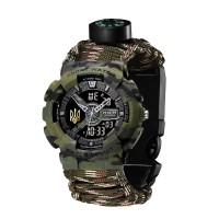 Часы наручные Patriot 005 Трезубец золото Camo Green Паракордовый ремешок Camo Green + Коробка.