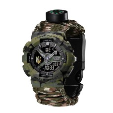 Часы наручные Patriot 005 Трезубец золото Camo Green Паракордовый ремешок Camo Green + Коробка.