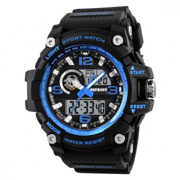 Часы наручные Patriot 012BUBKSSO ССО Черные с синим + Коробка