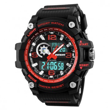 Часы наручные Patriot 012BKRDPO Полиция Черные с красным + Коробка