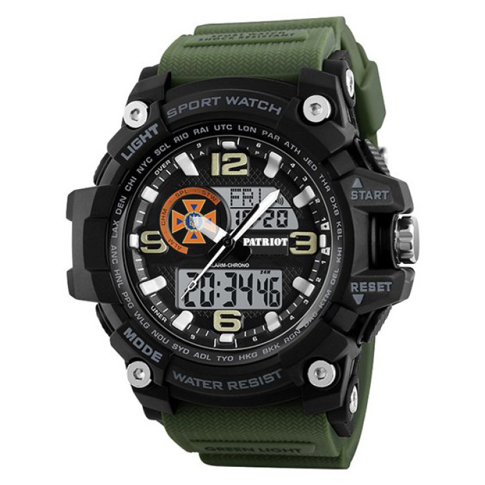 Часы наручные Patriot 012AGDSNS ДСНС Черные с зеленым + Коробка.