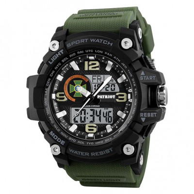 Часы наручные Patriot 012AGDPS ДПС Черные с зеленым + Коробка