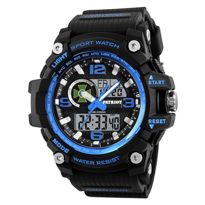 Часы наручные Patriot 012BUBKDPS ДПС Черные с синим + Коробка