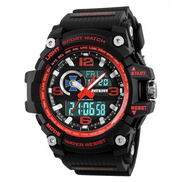 Часы наручные Patriot 012BKRDSBU СБУ Черные с красным + Коробка