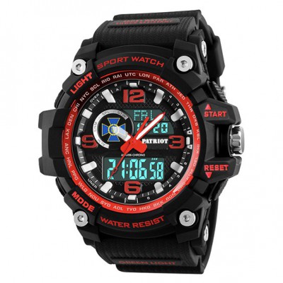 Часы наручные Patriot 012BKRDSBU СБУ Черные с красным + Коробка