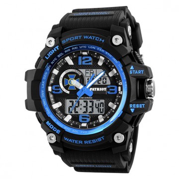 Часы наручные Patriot 012BUBKSBU СБУ Черные с синим + Коробка