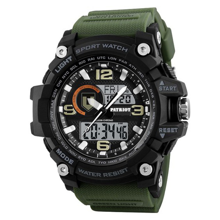 Часы наручные Patriot 012AGTRO ТРО Черные с зеленым + Коробка