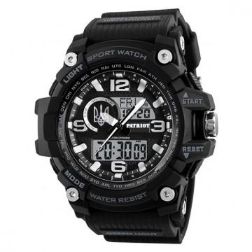 Часы наручные Patriot 012BKUASI Тризуб серебро Черные + Коробка.