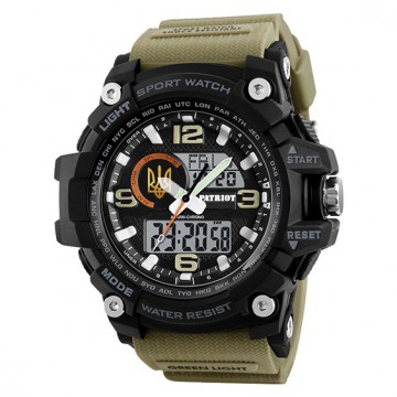 Часы наручные Patriot 012BKKHUAGD Трезубец золото Черные из хаки + Коробка