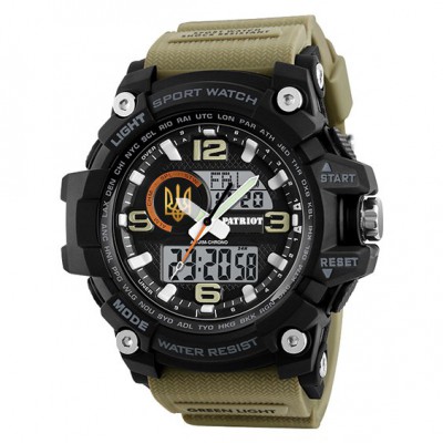 Часы наручные Patriot 012BKKHUAGD Трезубец золото Черные из хаки + Коробка