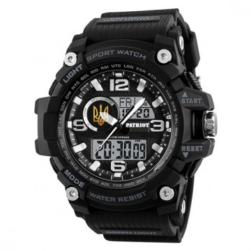 Часы наручные Patriot 012BKUAGD Тризуб золото Черные + Коробка