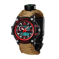 Часы наручные Patriot 012BKRDSU ВСУ Черные с красным Паракордовый ремешок Khaki + Коробка