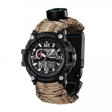 Часы наручные Patriot 012BKSU ВСУ Черные Паракордовый ремешок Desert Camo + Коробка