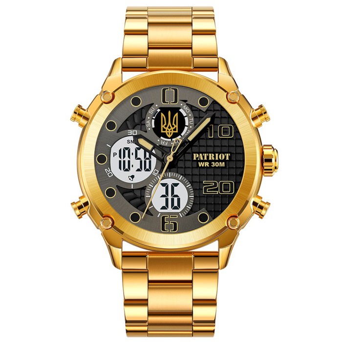 Часы наручные Patriot 017 Трезубец Золото Gold-Black-White Steel