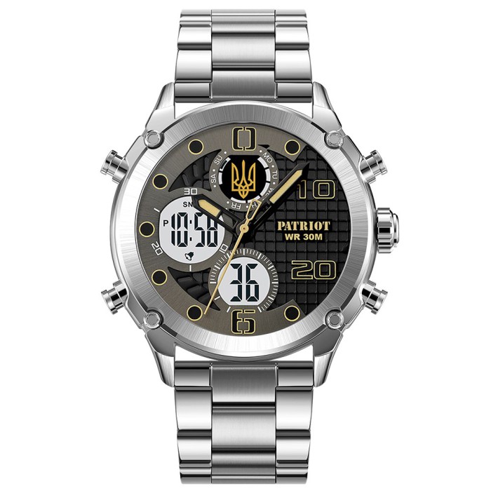 Часы наручные Patriot 017 Трезубец Золото Silver-Black-White Steel
