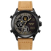 Годинник наручний Patriot 017BKBKBR Тризуб золото Black-Black-Light Brown.