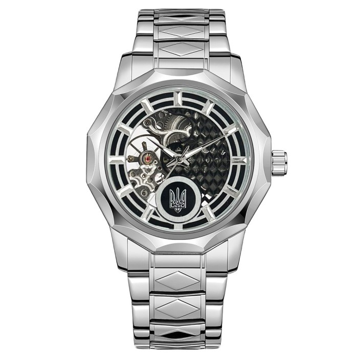 Годинник наручний Ukrwatch 024SI Тризуб срібло Silver