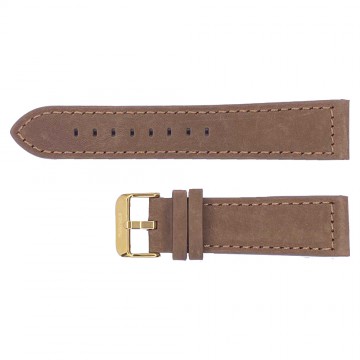 Ремінець для годинника 22 мм Нубук Коричневий-Золото