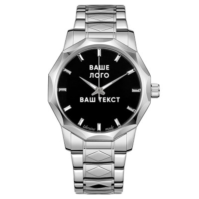 Часы наручные Ukrwatch 024SI Ваше Лого Silver-Black