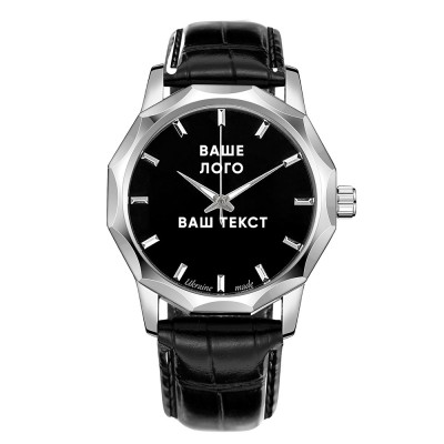 Часы наручные Ukrwatch 029SI Ваше Лого Silver-Black