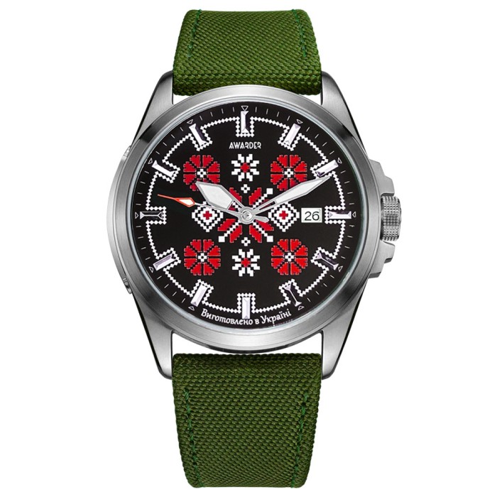 Awarder Embroidery Silver-Red Green Automatic 10ATM