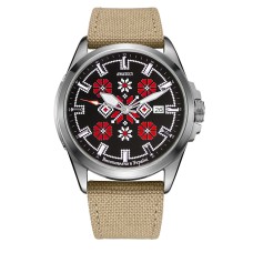 Awarder Embroidery Silver-Red Khaki Automatic 10ATM