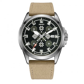 Awarder Embroidery Silver-Army Green Khaki Automatic 10ATM