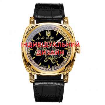 Мужские часы Awarder 021 Gold Leather с Индивидуальным дизайном, кожаный ремешок