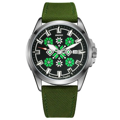 Awarder Embroidery Silver-Green Green Automatic 10ATM