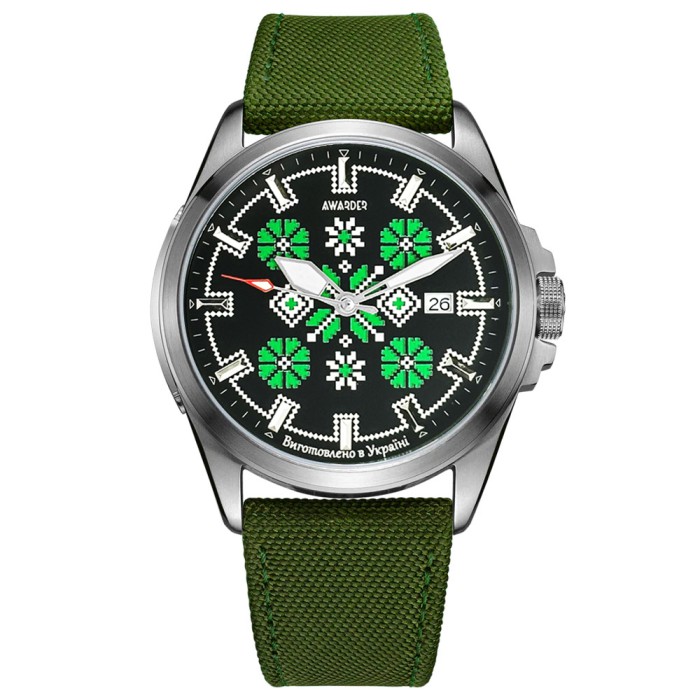 Awarder Embroidery Silver-Green Green Automatic 10ATM
