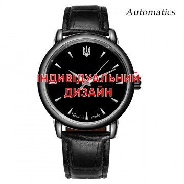Мужские часы Awarder 022 Black Leather Automatic с Индивидуальным дизайном, кожаный ремешок